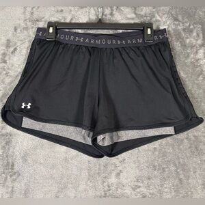 Under Armour Women’s Play Up 2-in-1 Shorts Black/Gray  Size M Activewear Running